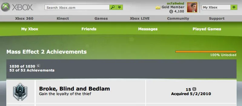 Mass Effect 2 解開全成就